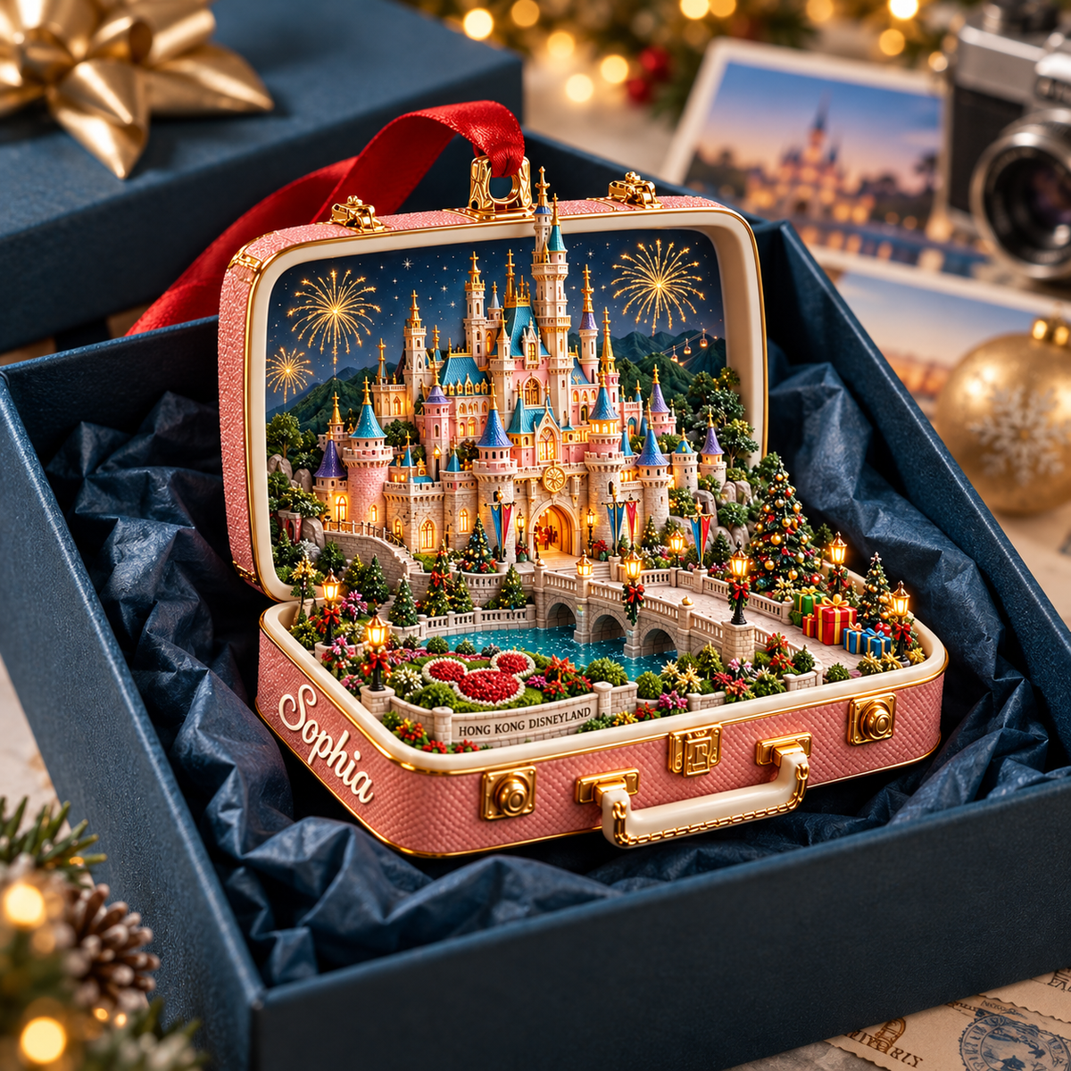 Personalized 3D Hong Kong Disneyland Suitcase Christmas Ornament – Hong Kong Travel Souvenir & Gift for Disney Fans 64199327-79ba-451c-98cb-614c20d0bcd5-Pink-Hong-Kong-Disneyland-Castle-Ornament-3.png