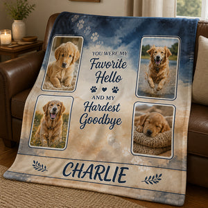 Pet Memorial Photo Blanket — Favorite Hello Hardest Goodbye (4 Photos + Name) - Personalized Blanket 6422cb50-2f0a-4f3f-9085-743e4b4ee1a8.jpg