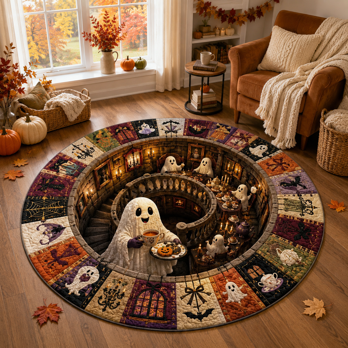 Ghost Halloween Round Rug, 3D Illusion Haunted House Rug, Cute Spooky Ghost Floor Mat, Halloween Kids Room Decor, Ghost Lover Gift 6426f410-8f38-4514-8d43-c9be2ae7e852-banner-1.png