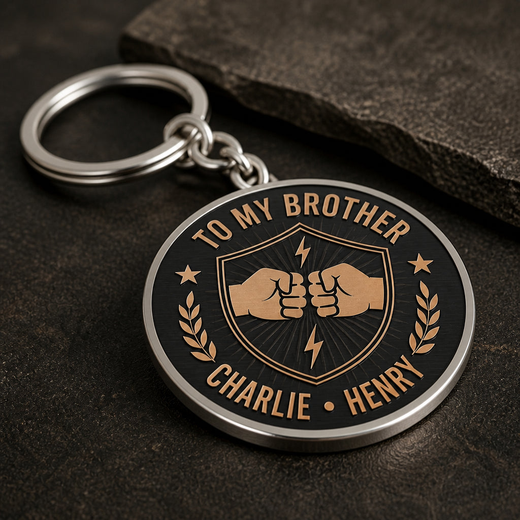 Brother Coin Keychain – Double‑Sided with Two Names - Personalized Color Printed Stainless Steel Keychain 6429b2e4-c35f-46a1-b550-30a9a23890f8.jpg