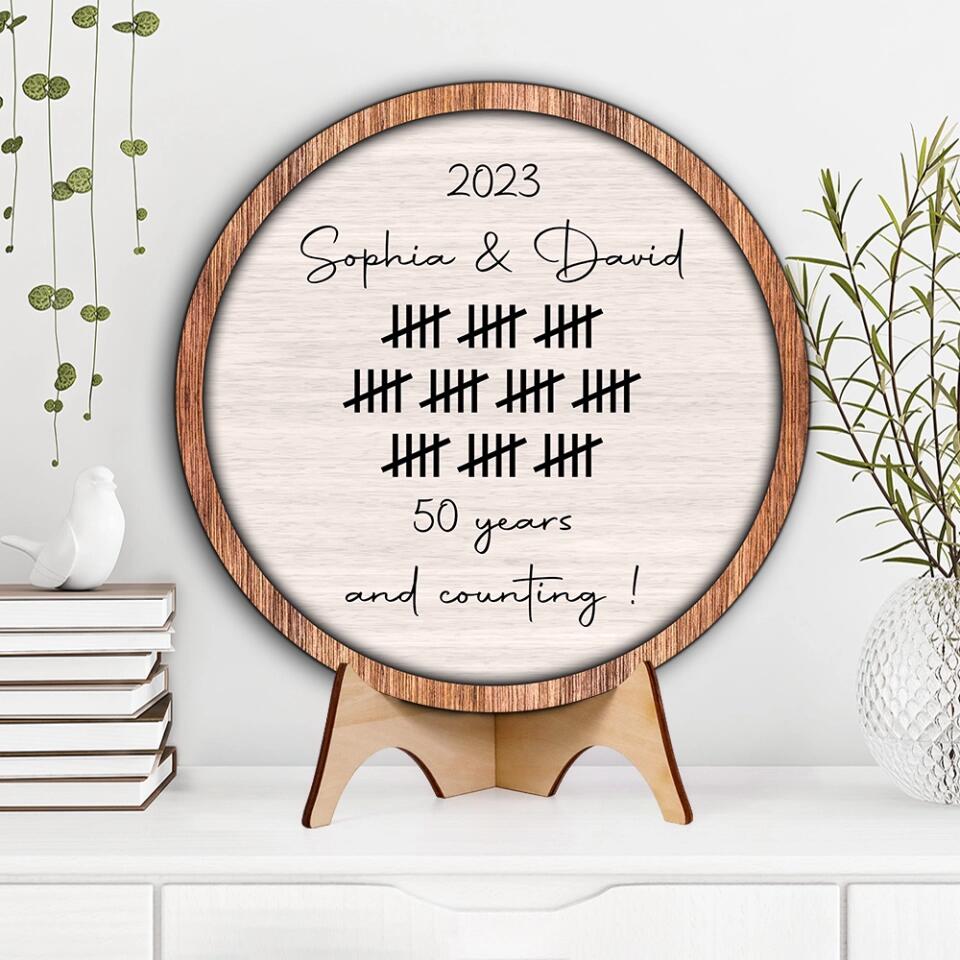 Couple Wooden Sign Many Years And Counting - Custom Wooden Art - Personalized Anniversary Gift For Couples