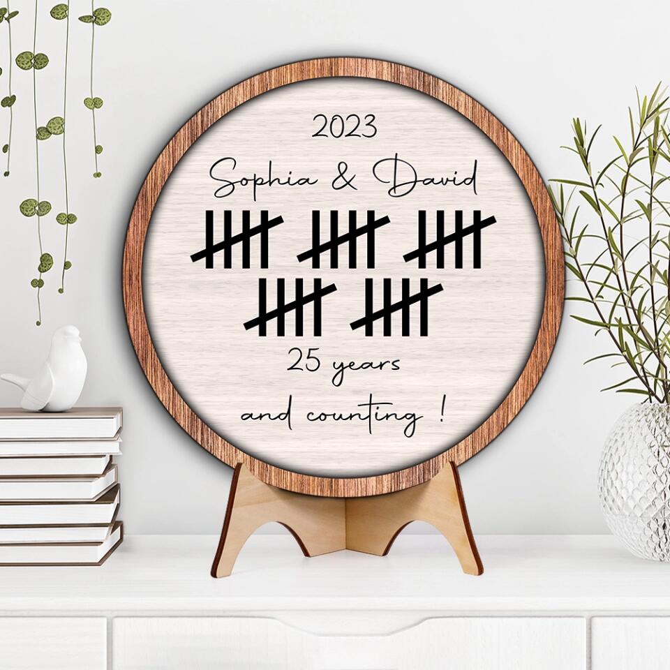 Couple Wooden Sign Many Years And Counting - Custom Wooden Art - Personalized Anniversary Gift For Couples