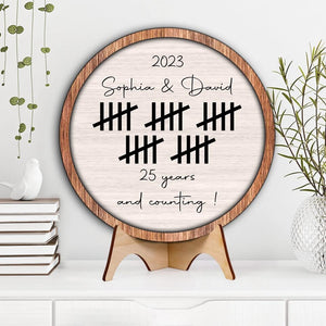 Couple Wooden Sign Many Years And Counting - Custom Wooden Art - Personalized Anniversary Gift For Couples
