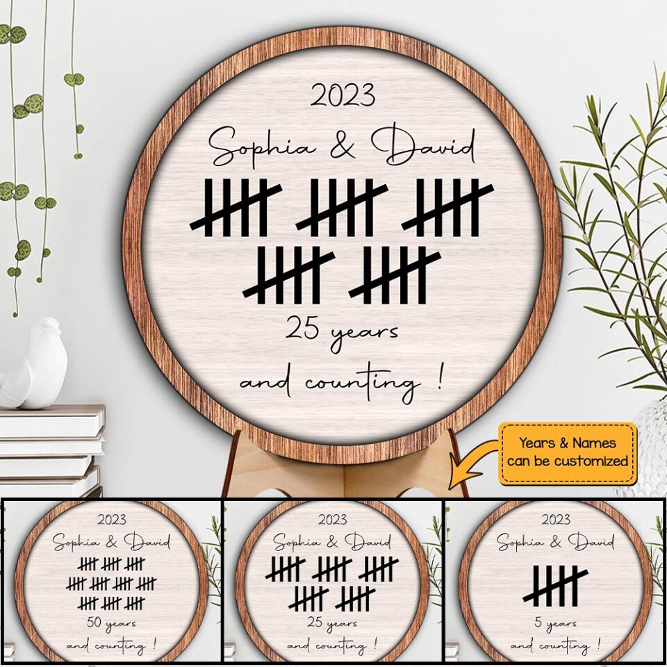 Couple Wooden Sign Many Years And Counting - Custom Wooden Art - Personalized Anniversary Gift For Couples