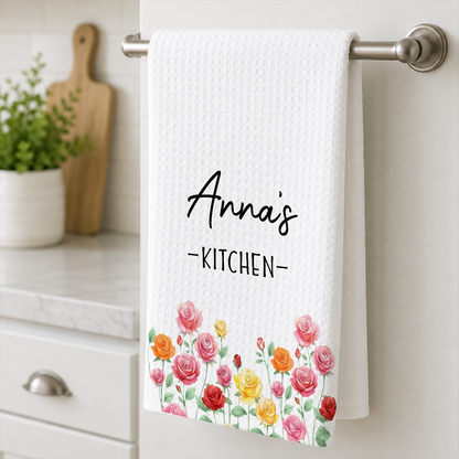 Birth Flower And Name - Personalized Name Waffle Weave Kitchen Towel, Housewarming Gift 6443ca52-c6f8-4c33-ad29-4584efd422d0-4-26-.png
