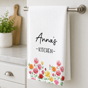 Birth Flower And Name - Personalized Name Waffle Weave Kitchen Towel, Housewarming Gift 6443ca52-c6f8-4c33-ad29-4584efd422d0-4-26-.png