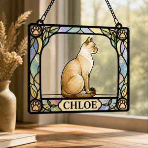 Personalized Cat Stained-Glass Suncatcher – Art Nouveau Frame - Personalized Rectangle Stained Glass Suncatcher (PW) 64531536-9dbc-4081-9065-88b616d8a7f6.jpg