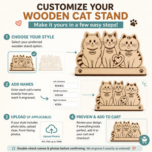 Engraved Cat Family Standing Wooden Plaque – 3 Pet Names - Personalized Wooden custom shape Standing 2 layer (5mm) 645326d0-ac7f-4d75-aea6-f7b1a105983a.jpg