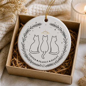 Personalized Cat Trio Memorial Ornament – Minimal Line Art Wreath - Personalized Ornament 6453ed58-175c-4e21-86cc-89cc1850dd63.jpg