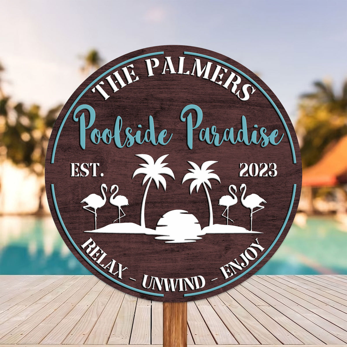 Personalized Pool Sign, Backyard Pool Decor, Personalized Pool & Patio Sign, Swimming Pool Decor, Backyard Sign, Modern Poolside Decor 64555c68-c38b-4010-b710-3544c1068b2d-5.jpg