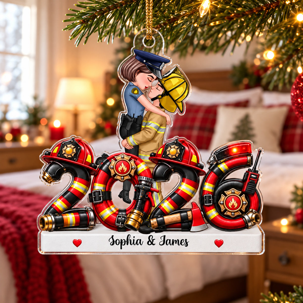 Hero Police Firefighter Nurse Military Couple - Personalized Acrylic Ornament - Christmas Gift For Him, For Her, Husband, Wife 645b3415-ac05-473c-b554-0c3d306732cb-banner-1.jpg