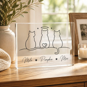 Custom Cat Line Art Acrylic Plaque – 3 Pet Names with Halo Memorial - Personalized Acrylic Plaque 64745536-7336-4f11-ba8e-4de4a22162f1.jpg