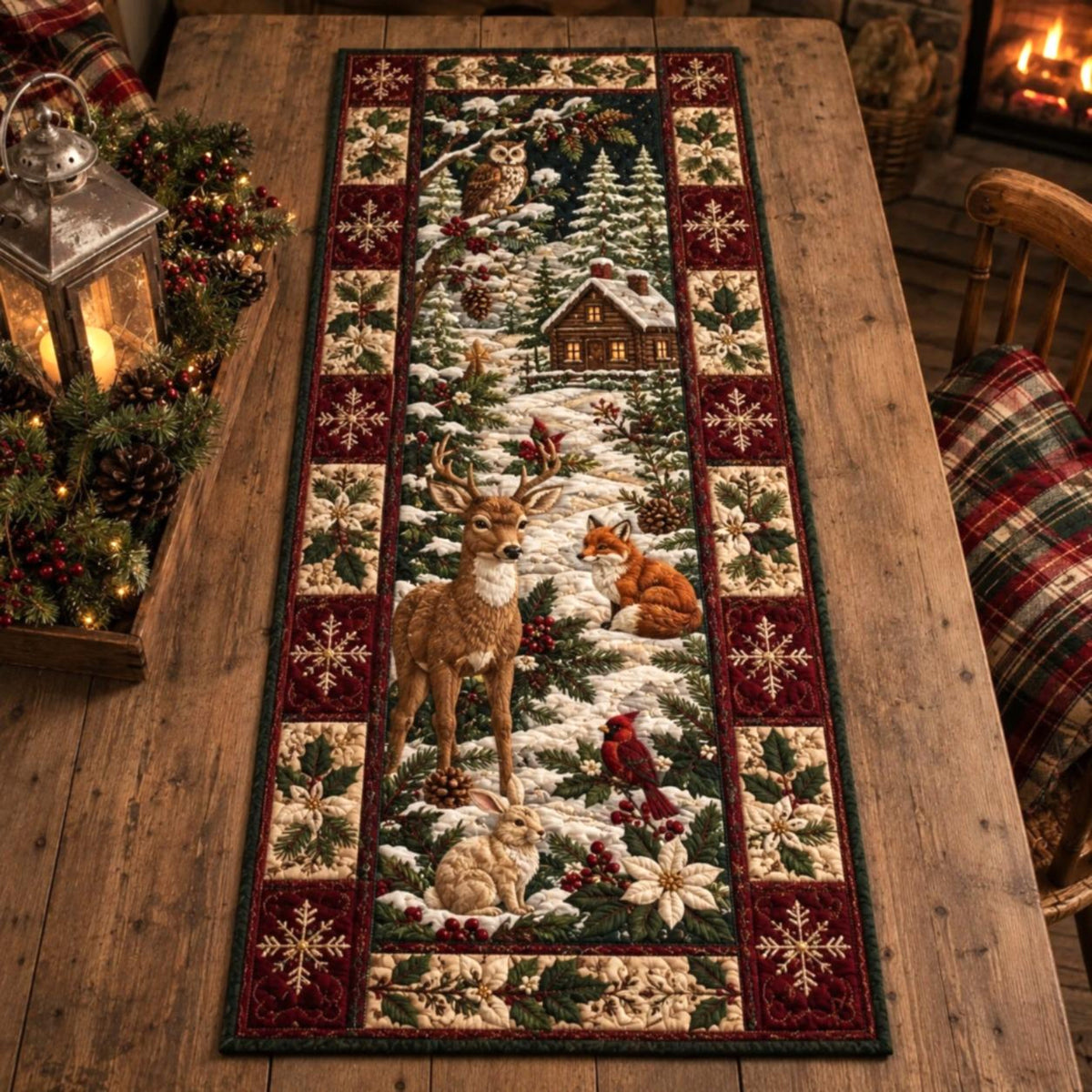 Christmas Quilted Table Runner, Holiday Winter Dining Table Decor, Festive Winter Table Centerpiece, Festive Farmhouse XmasHome Decoration 64757bbe-75a6-4e5a-9473-d26cd830c960-3.jpg