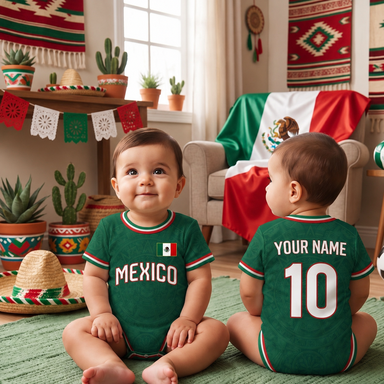 Personalized Mexico Soccer Baby Bodysuit, Custom Name Soccer Baby Outfit, Mexico Football Fan Gift, Newborn Sports Jersey, Mexico Jersey