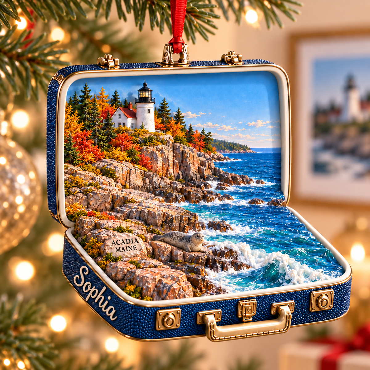 Personalized Acadia National Park 3D Suitcase Christmas Ornament – Maine Travel Souvenir & Gift for Nature Lovers 648acb15-73ee-44b1-bf31-5bd7d7f0833e-Acadia-lighthouse-holiday-suitcase-ornament-1.png