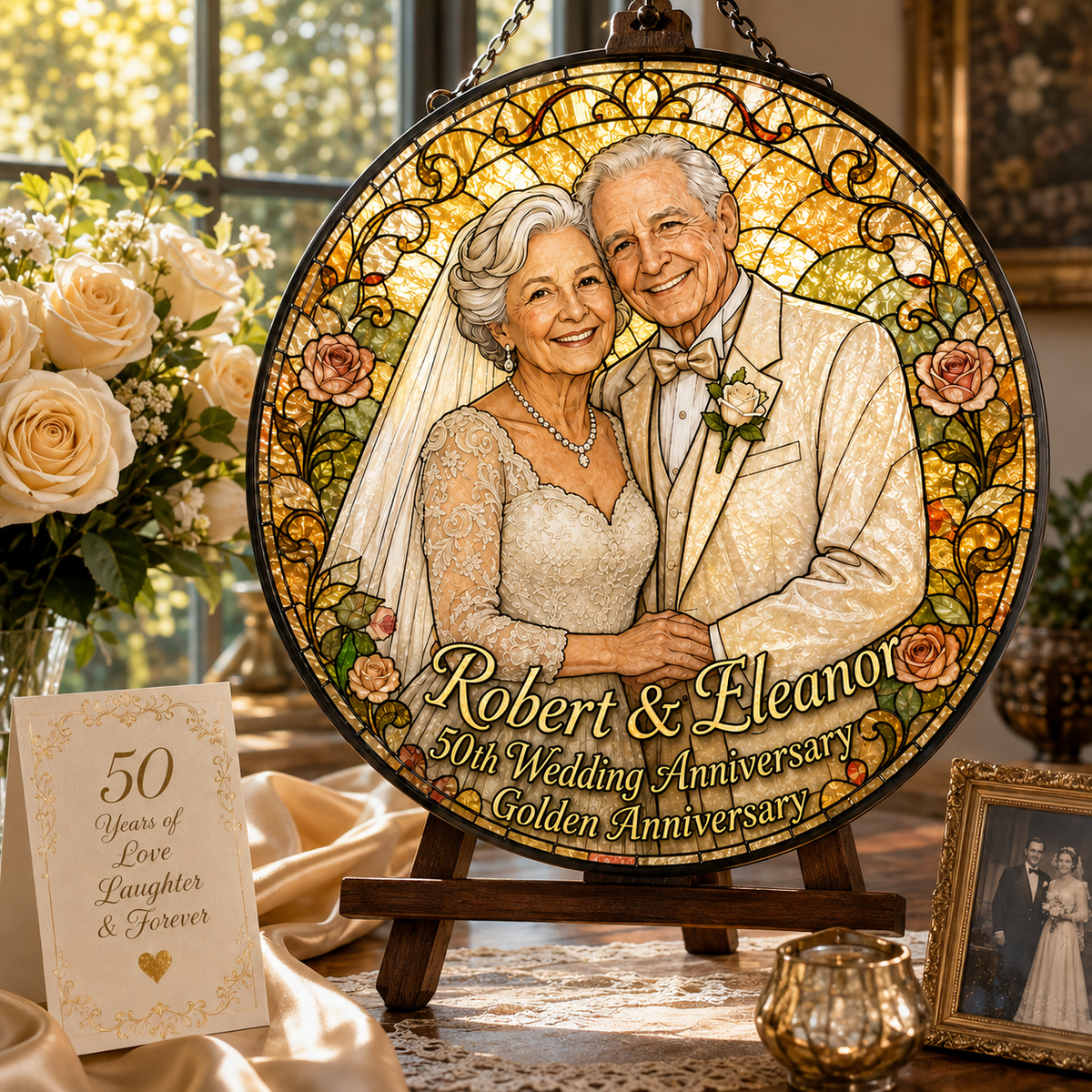 Personalized 50th Wedding Anniversary Stained Glass Suncatcher, Custom Photo Couple Gift, Golden Anniversary Keepsake for Husband Wife 64af4546-2418-497d-a211-1a2215b917ea-Image-Aug-15-2026-10_01_56-AM-4-.png