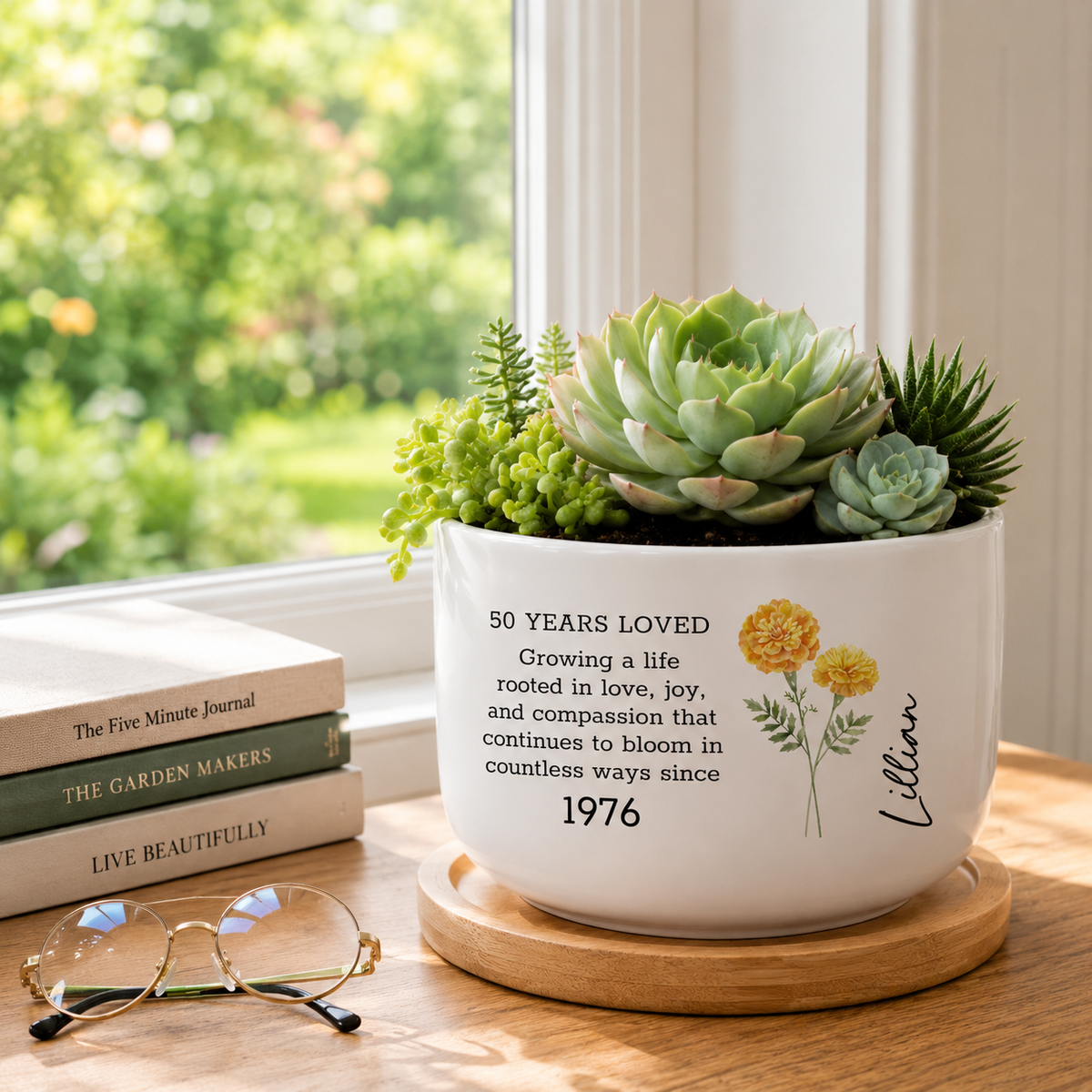 50th Gift for Her, Custom Name Planter, Personalized 50th Birthday Gift for Women, 1976 Birthday Gift