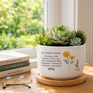 50th Gift for Her, Custom Name Planter, Personalized 50th Birthday Gift for Women, 1976 Birthday Gift