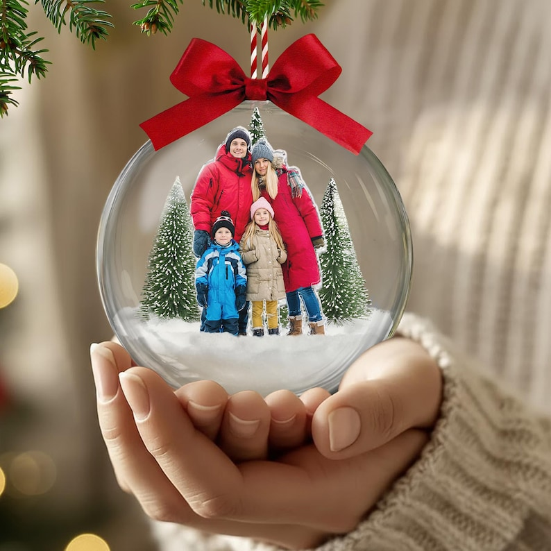 Personalized Family Photo Snow Ball Bauble Ornament, Custom Photo Gift For First Christmas As Family, Special Holiday Decor Family Picture Keepsake 64d7e2af-4974-43c8-995f-84fe1e62abbb-b4.png
