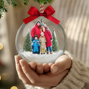 Personalized Family Photo Snow Ball Bauble Ornament, Custom Photo Gift For First Christmas As Family, Special Holiday Decor Family Picture Keepsake 64d7e2af-4974-43c8-995f-84fe1e62abbb-b4.png