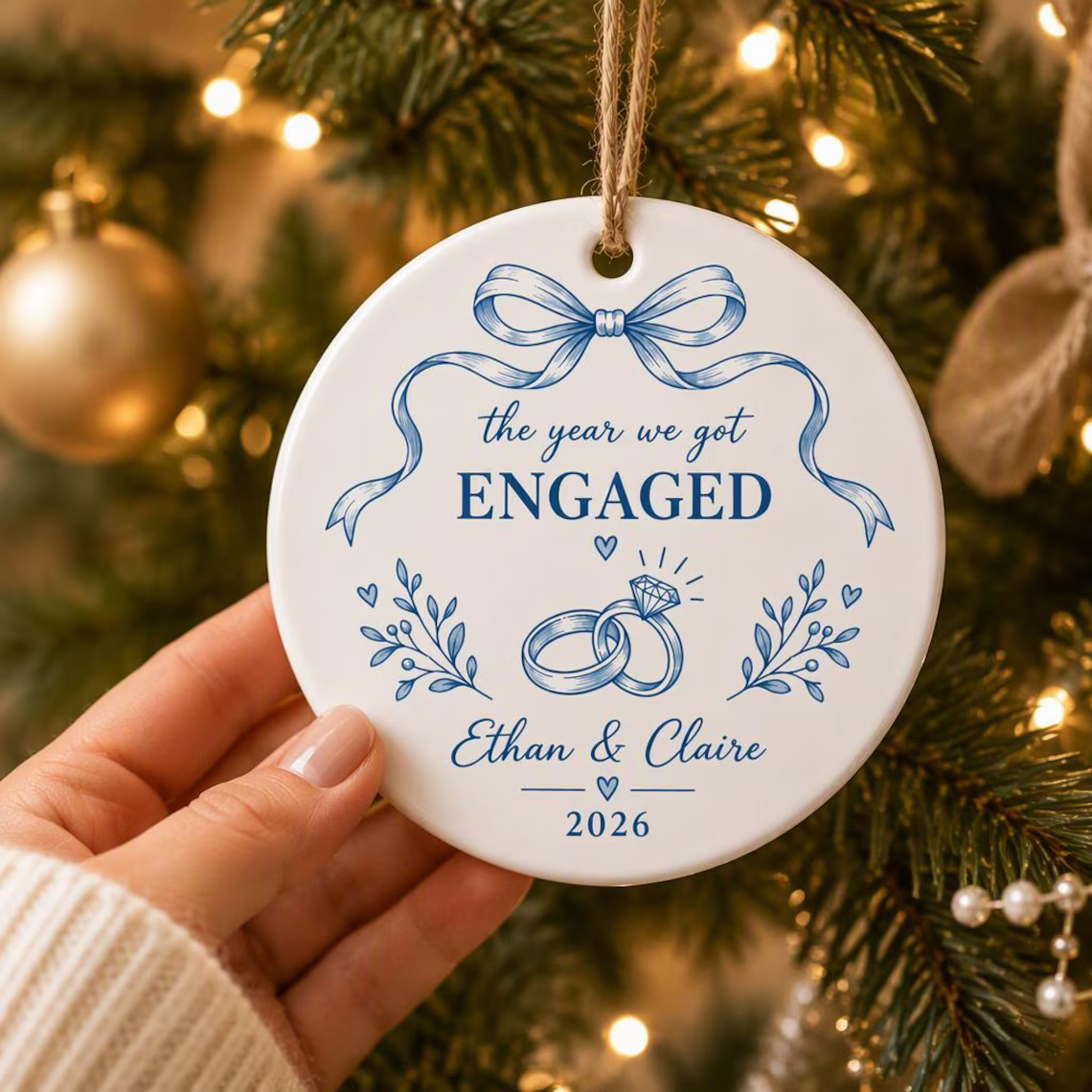 Engagement Ceramic Ornament, Personalized Couple Christmas Keepsake, The Year We Got Engaged Proposal Gift 64fc4a12-4c90-443d-a84e-b36795606ef9-9_converted.png