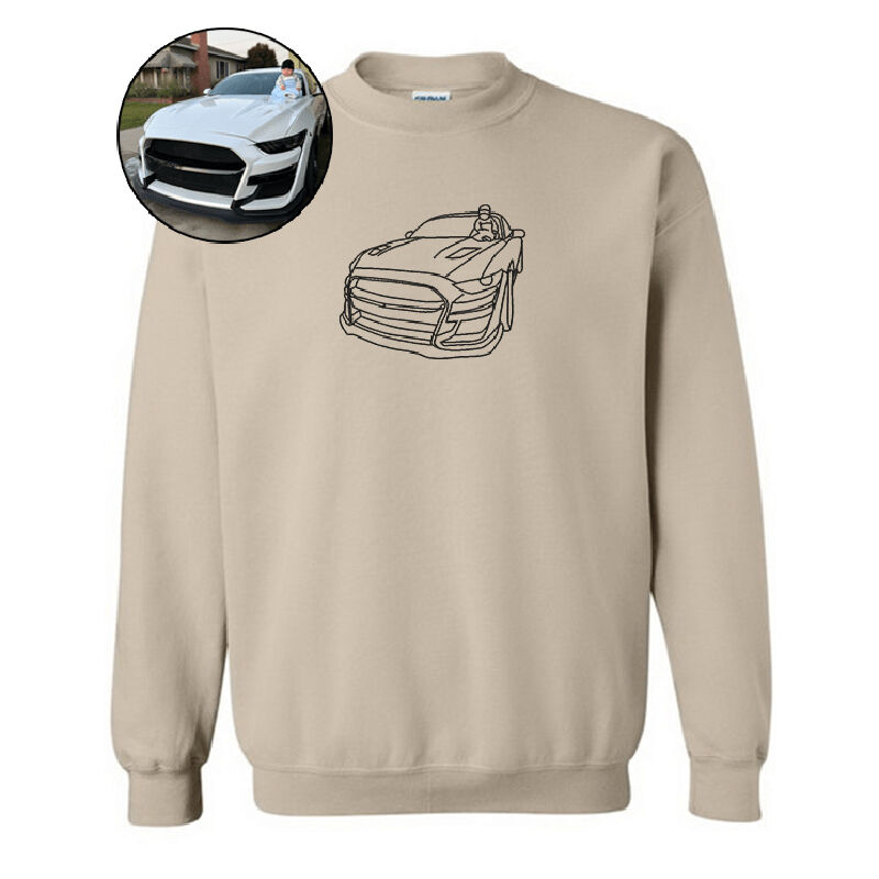 Personalized embroidered custom car with photo shirt - Handmade shirt