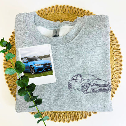 Personalized embroidered custom car with photo shirt - Handmade shirt