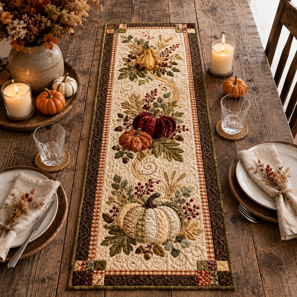Autumn Harvest Pumpkin Quilted-Style Table Runner, Thanksgiving Farmhouse Decor 650bc9c3-5b43-42c9-a2d2-b1bf85ccae45-banner-1.png