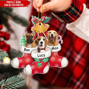 Custom Stocking Photo - Personalized Wooden Ornament, Gift For Christmas, Dog Picture Ornament, Pet Picture Ornament, Baby/Kid Picture Ornament