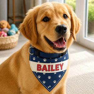 Custom Pet Name Paw-Print Bandana - Personalized Pet Bandana Collar With Adjustable Buckle 657532c8-5060-4b3b-8fe5-b30d47b44153.jpg