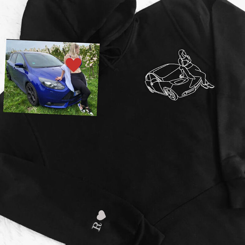 Personalized embroidered custom car with photo shirt - Handmade shirt