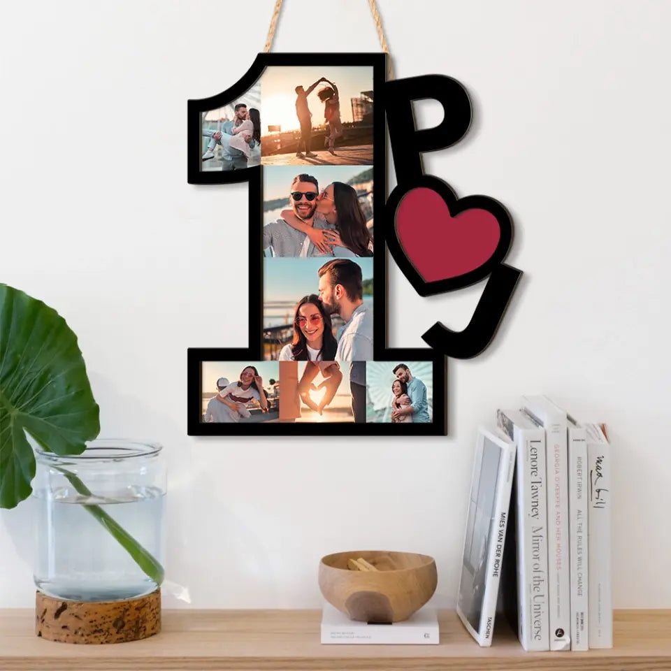 Couple Wooden Sign Personalized Valentine Gifts - 1 Year 1 Month Anniversary Custom Wooden Art Upload Photo First Anniversary Gift