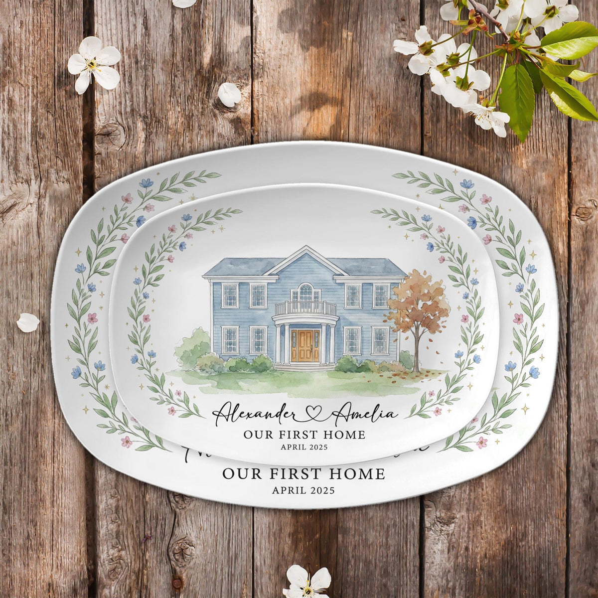 Personalized House Portrait Platter: Custom Home Watercolor, New Home Gift 65a7a107-d290-4702-8ead-52cde477aa73-3.jpg