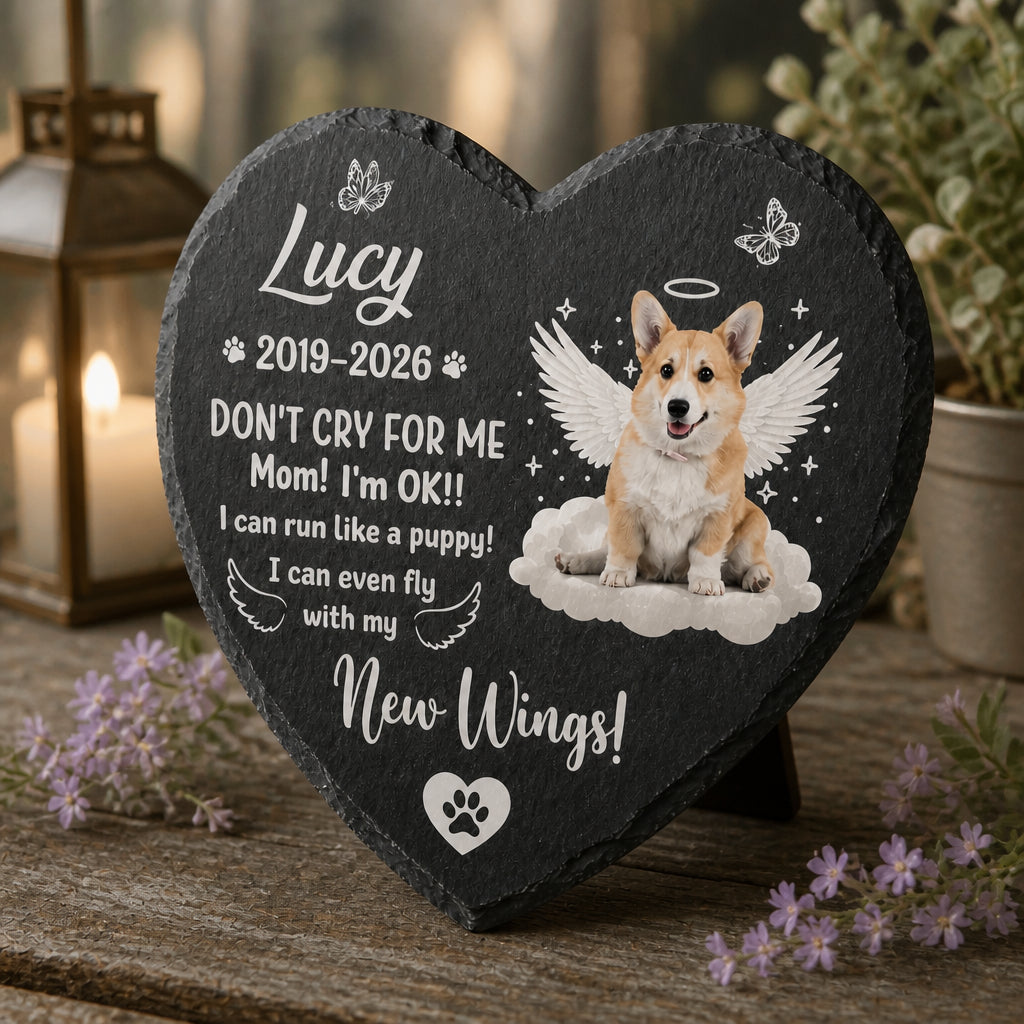 Pet Memorial Heart Slate – New Wings Photo & Name - Personalized Slate Memorial Stone 65d221a8-632a-4a10-88bc-2c198348546d.jpg