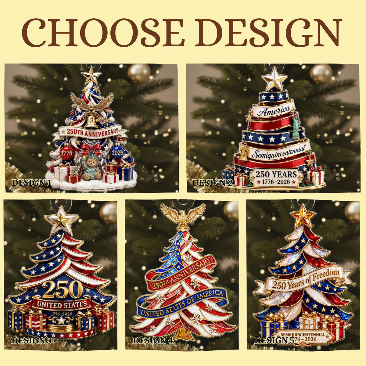 250 Years America 2D Ornament, 250th Anniversary Xmas Decor, Patriotic Christmas Tree Ornament, 1776 - 2026 Keepsake Gift, USA Christmas Bauble 65e501c2-9c26-4ece-abe5-8dda08d6630d-9.png
