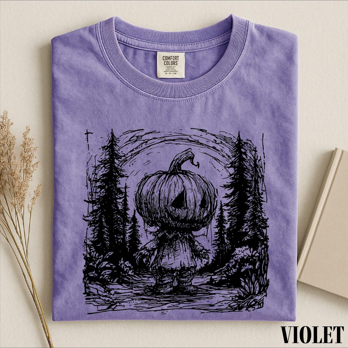 Spooky Forest Pumpkin Head Shirt, Retro Halloween Graphic Tee 6611cbf7-8a88-4774-87bb-12282174b679-1.jpg