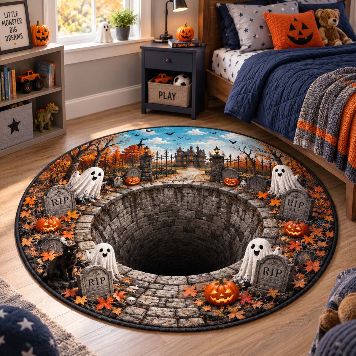 Halloween 3D Illusion Rug, Spooky Haunted House Area Rug, Ghost Pumpkin Round Rug, Halloween Home Decor, Horror Floor Mat 66163b9d-bd9c-42a9-aec7-51544b751c35-c1c4ef30-899d-4744-a3d4-f0027b4d3a1f.png