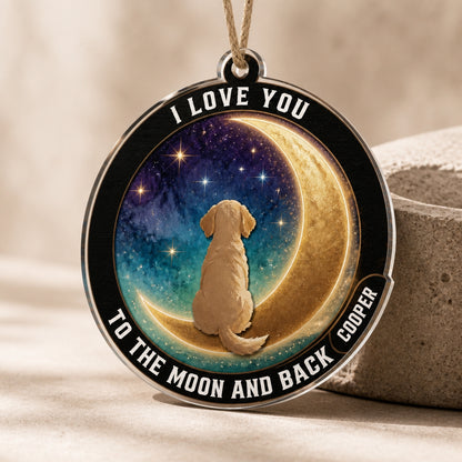 Moon & Back Dog Suncatcher – Personalized Pet Name - Personalized Suncatcher Ornament 661cf448-a1ac-4439-b9eb-2a25bf283d3b.jpg