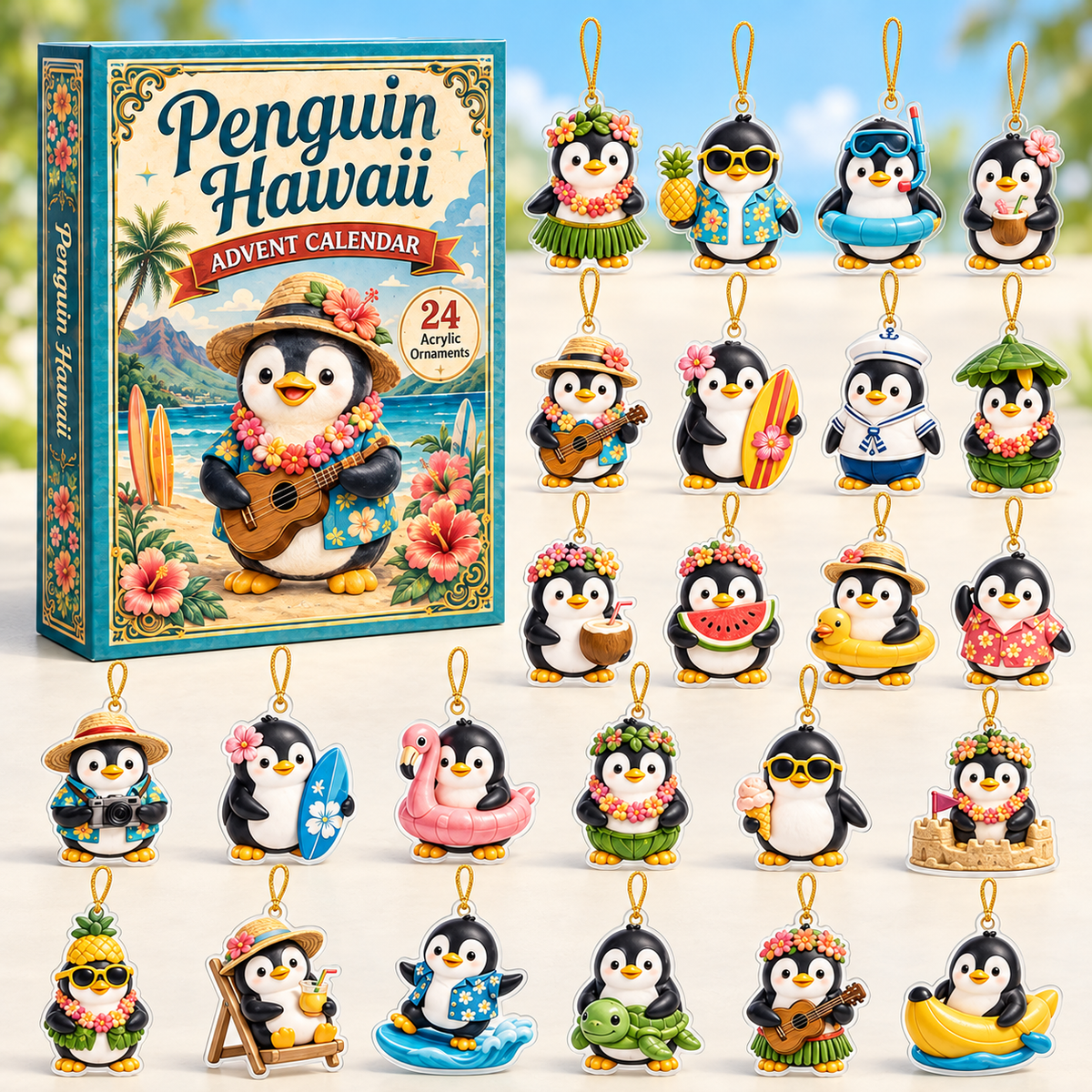 Penguin Hawaii Ocean Advent Calendar 2026 - 24-Day Festive Countdown, Acrylic Charms Blind Box - Gift For Ocean Lovers 662e9fd9-a465-4991-a33c-e899e07eeb4f-penguin-box-charms.png
