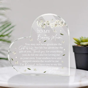 To My Bonus Mom I'm Blessed To Have You Heart Acrylic Plaque, Mother's Day Gift