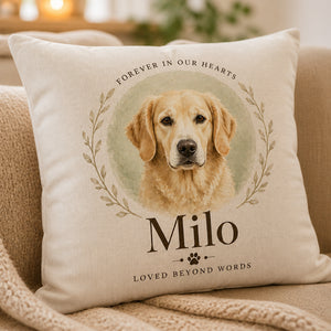 Pet Memorial Portrait Pillow — Forever In Our Hearts - Personalized Pillow 665018bf-920f-4c6a-b4a8-90570b0aec63.jpg