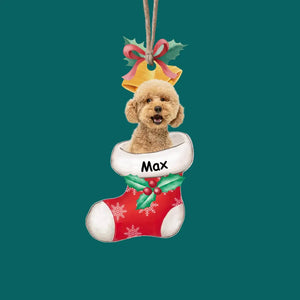 Custom Stocking Photo - Personalized Wooden Ornament, Gift For Christmas, Dog Picture Ornament, Pet Picture Ornament, Baby/Kid Picture Ornament