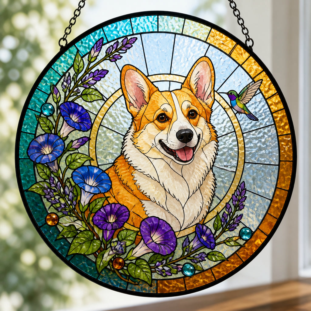 Custom Stained‑Glass Pet Suncatcher – Floral Wreath Edition - Personalized Suncatcher Stained Glass 666d6e77-8d2f-453b-ae6f-2b69b5bbf887.jpg