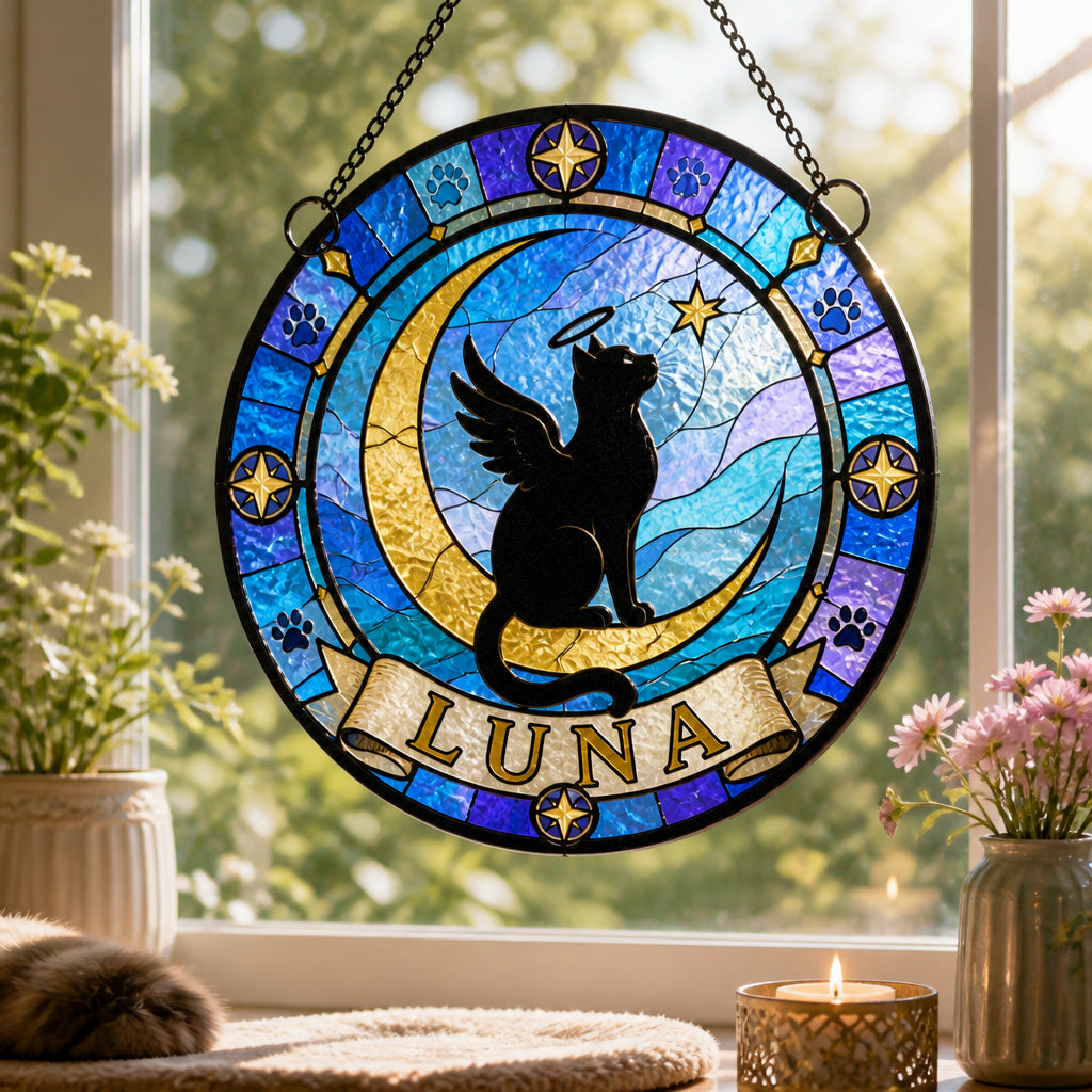 Angel Cat Memorial Stained-Glass Suncatcher – Personalized Name - Personalized Suncatcher Stained Glass 66923a5c-61cb-4fec-b065-73da0117fa6c.jpg