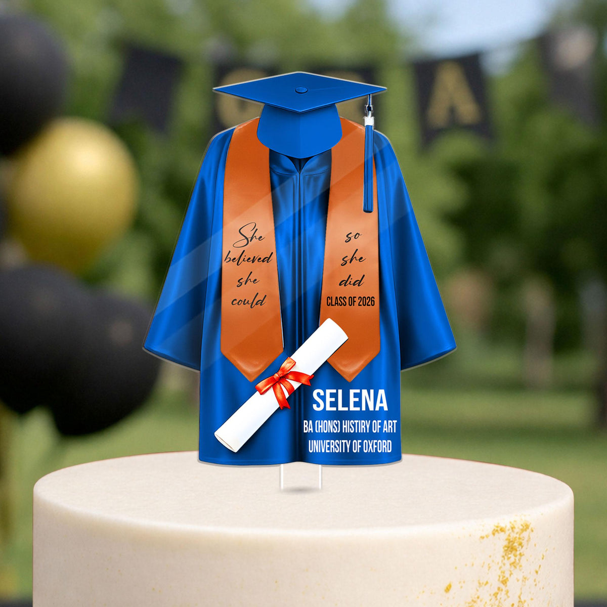 Personalized Graduation Cake Topper, Custom Graduation Gown Cake Topper, Class Of 2026, Graduation Decoration, School Graduation Keepsake