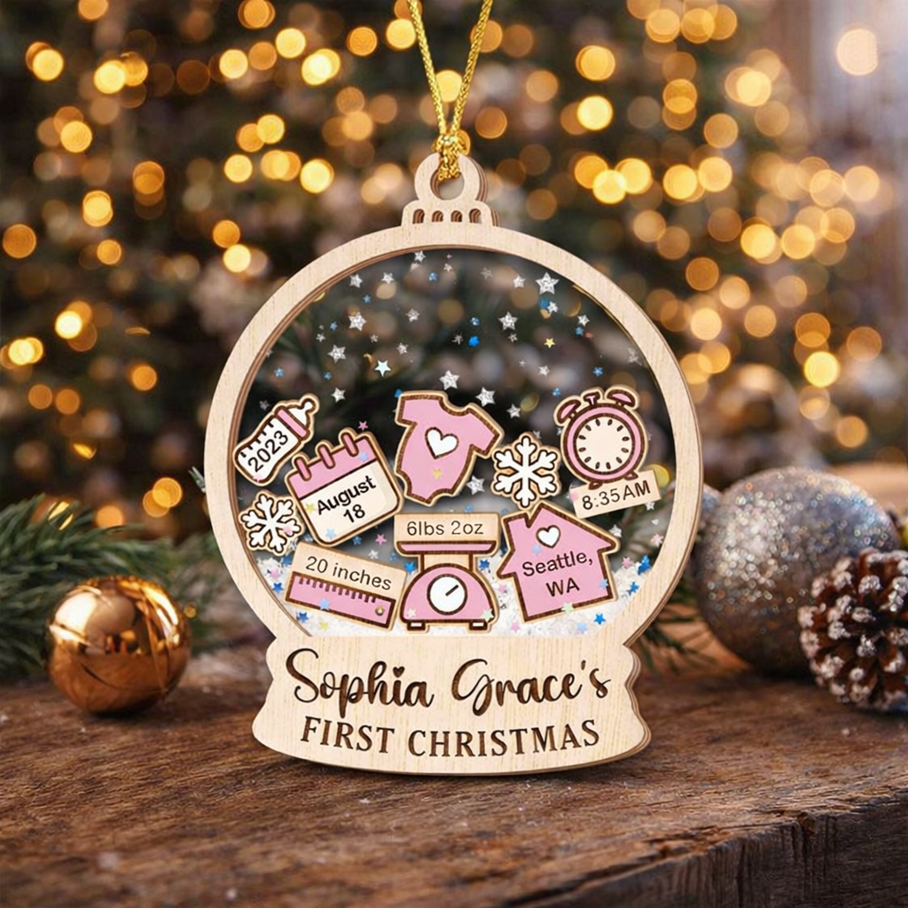 Baby's First Christmas - Personalized 4D Shaker Ornament - Christmas Gift For Family & Baby