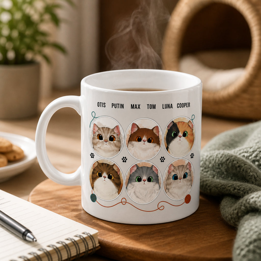 Best Cat Dad Mug – Watercolor Pet Portrait Collage - Personalized Mug 66a40808-b352-4676-953f-402e1ad53d74.jpg