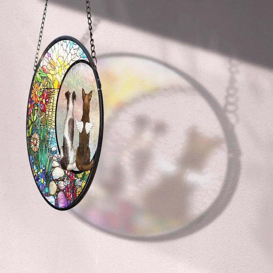 Dog On The Moon Memorial Dog Gift - Personalized Suncatcher Stained Glass, Suncatcher Hanging, Dog Remembrance Gift
