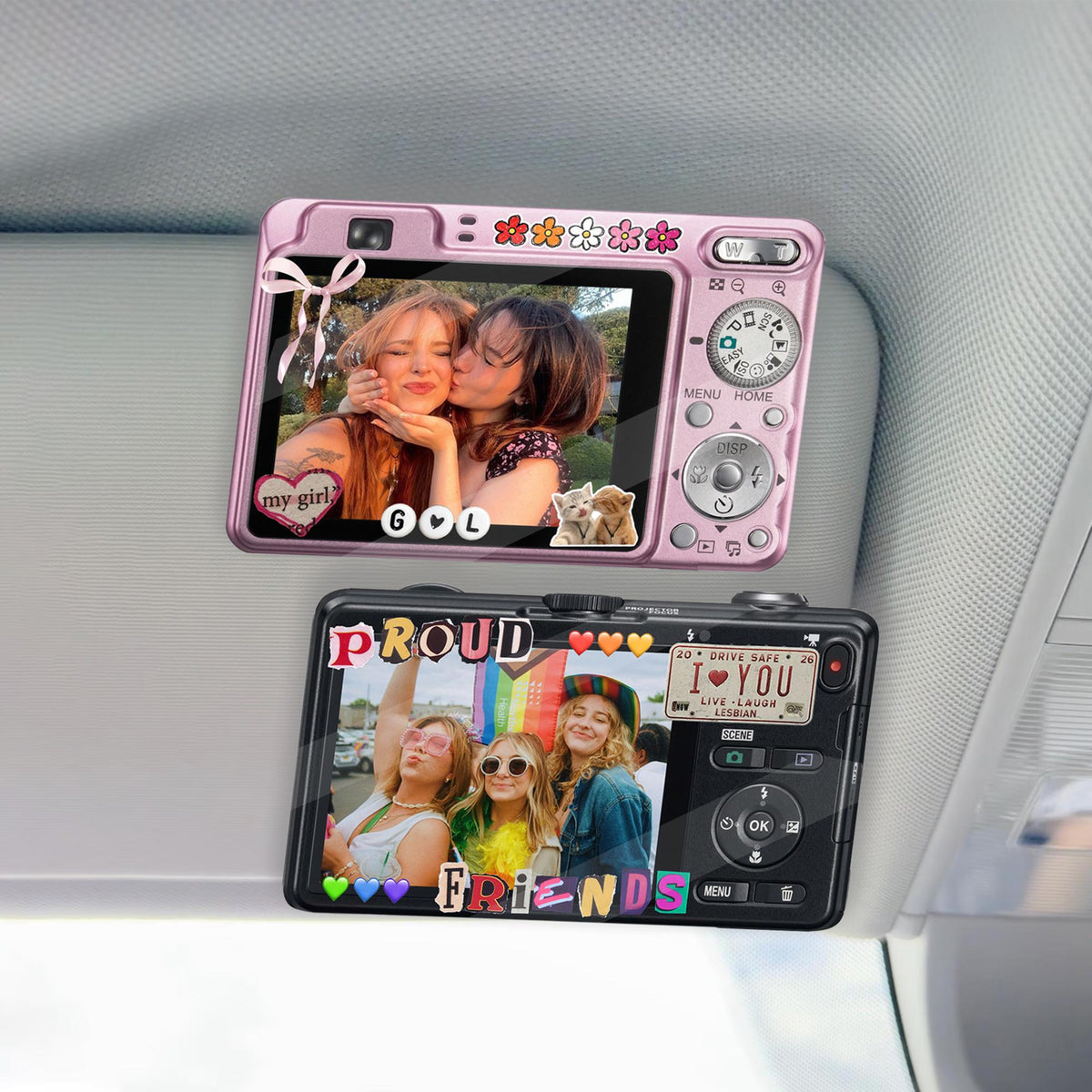 Personalized Vintage Couple Car Visor Clip, LGBT Gay Lesbian Gift Ideas, Lesbian LGBTQ Gift, Drive Safe Girlfriend Boyfriend Car Accessories 66b0aecf-cd6e-4bcc-85b0-b24aa830bd79-1.jpg