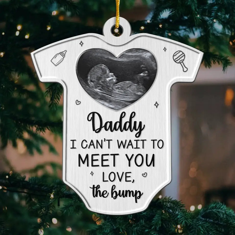 Custom Photo I Can't Wait To Love You - Family Personalized Custom Ornament - Metal Custom Shaped - Christmas Gift For Baby Kids, Newborn Baby